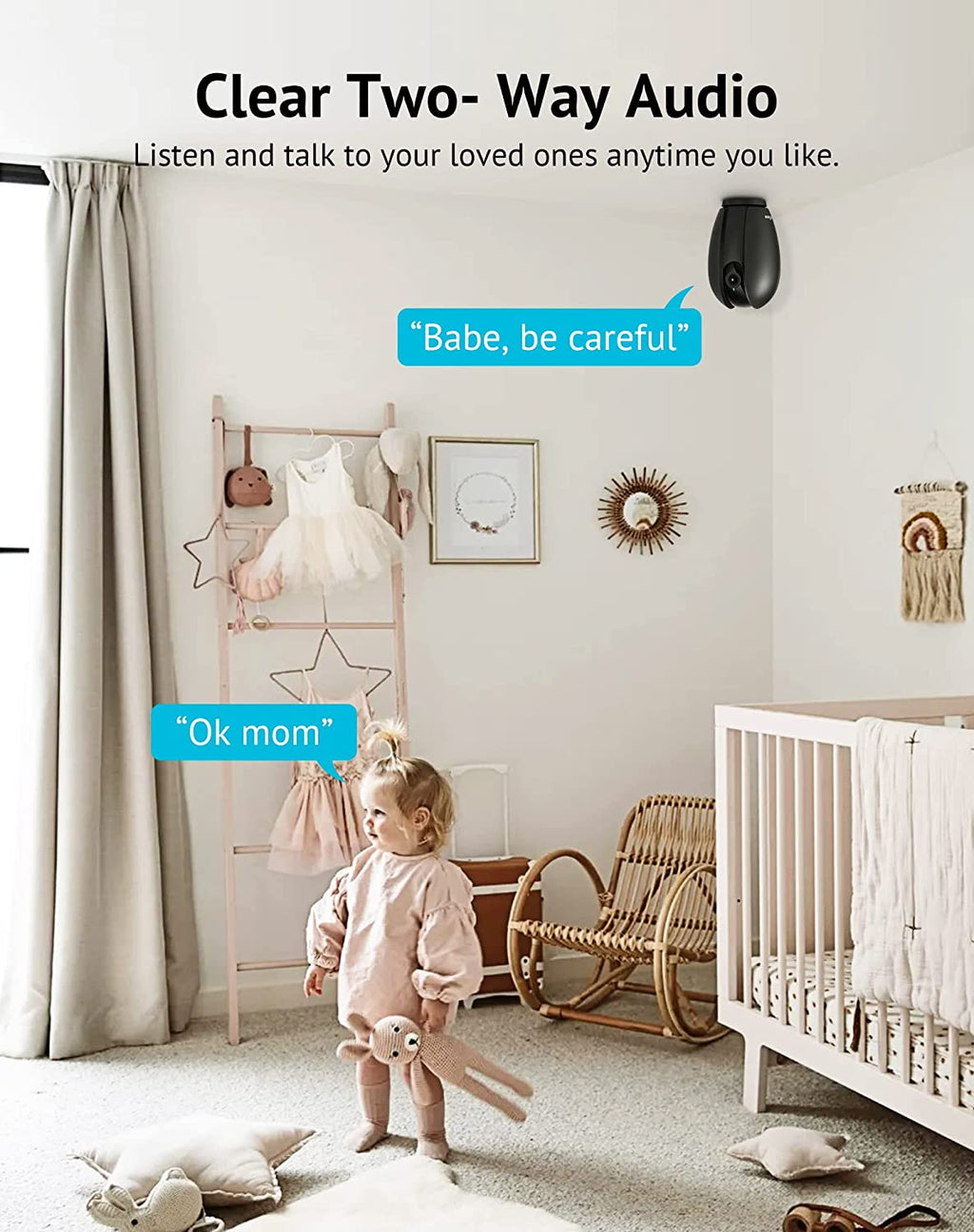 Indoor Security Camera, 1080P Home Security Camera with Sound & Motion Detection, 360° Baby Monitor with Phone App, WIFI Pet Camera,2-Ways Audio, Night Vision,Sd&Cloud Storage, Works with Alexa