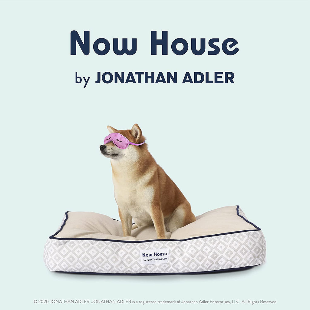 Now House by Jonathan Adler Grey Diamond Cushion Dog Bed, Medium Washable for Pets
